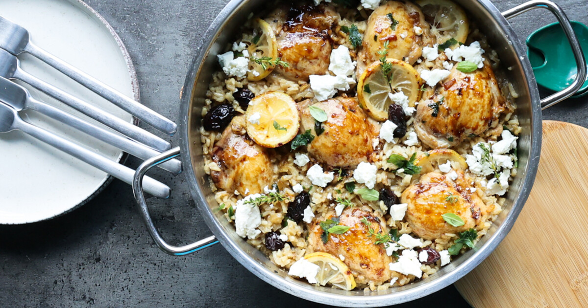 Greek chicken with olives, rice and feta cheese » Perutnina Ptuj
